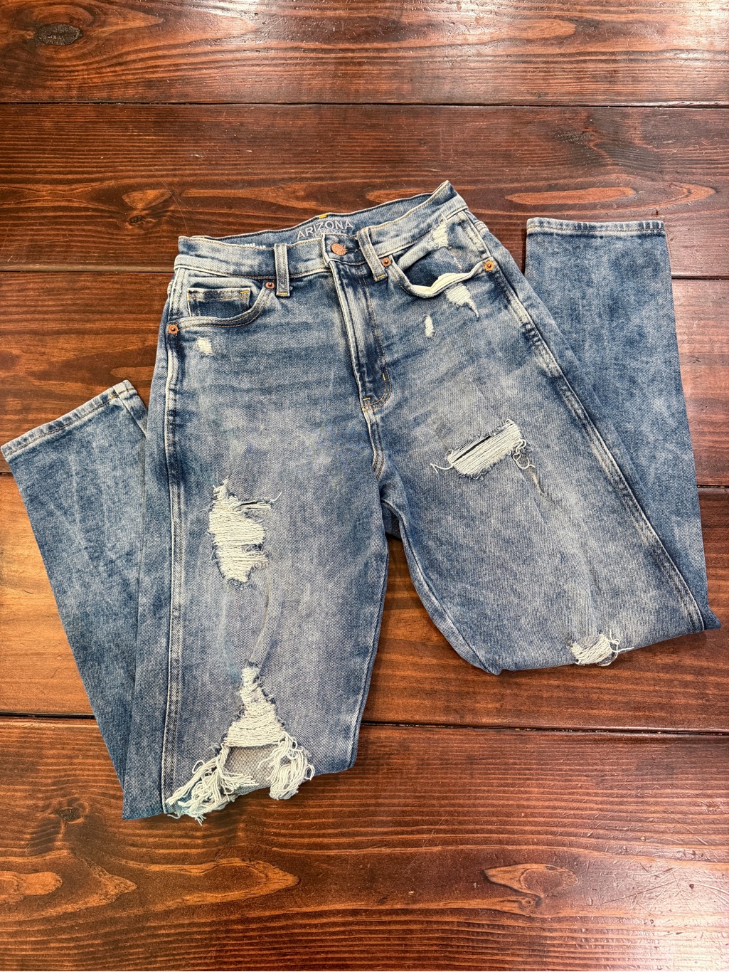 Arizona Jean Company Distressed Light Blue Boyfriend Jeans